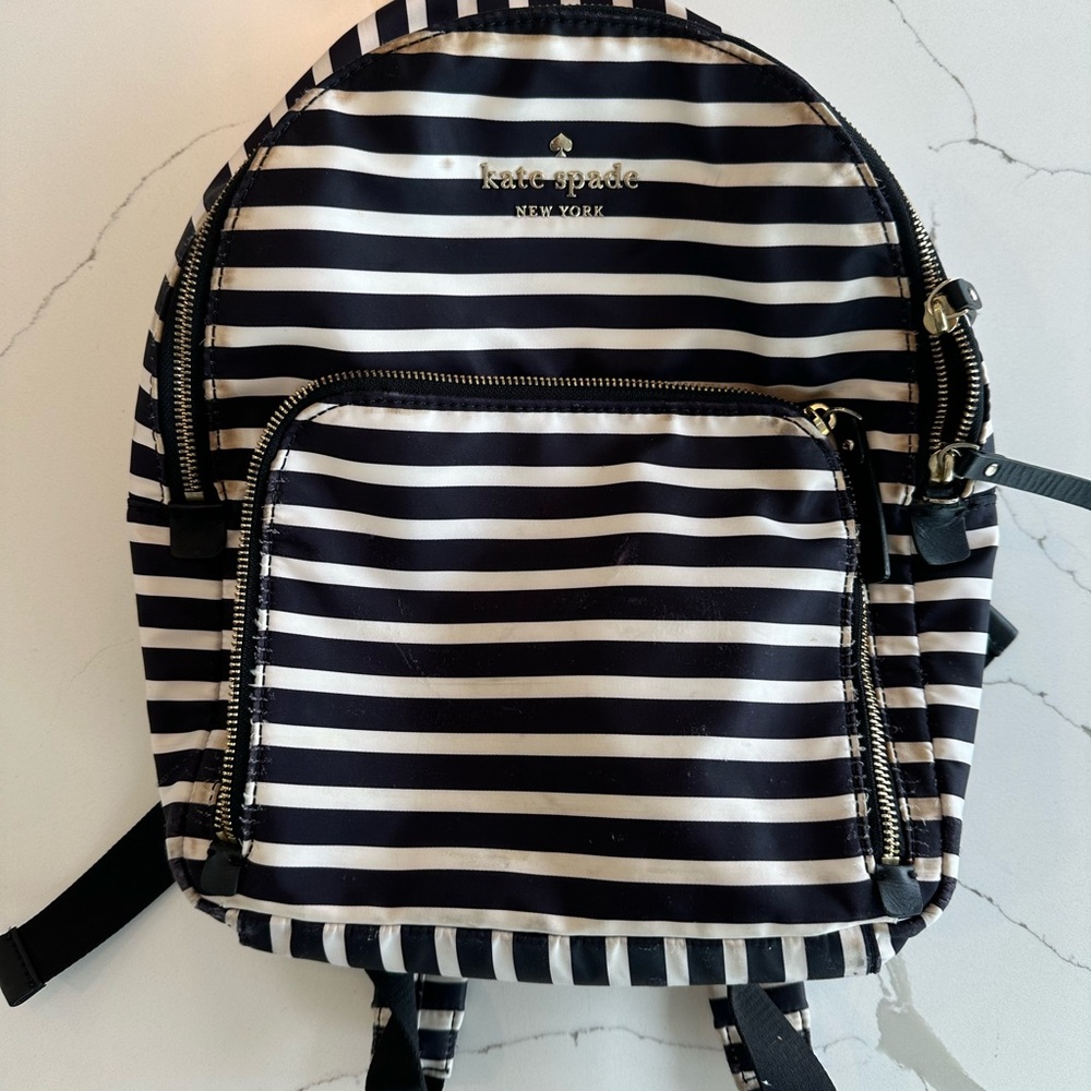 Kate Spade Striped Backpack with Front Pocket